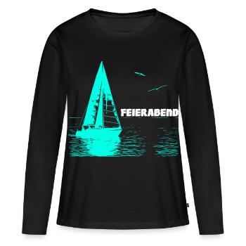 Feierabend Segelboot und 2 Möwen - Frauen Premium Bio Langarmshirt - Schwarz - Vorne - Julia (174cm)
