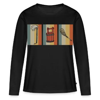 Hausfrau und Hausmann - Frauen Premium Bio Langarmshirt - Schwarz - Vorne - Julia (174cm)