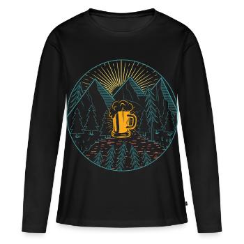 Berge Bier Wandern Bergsteigen - Frauen Premium Bio Langarmshirt - Schwarz - Vorne - Julia (174cm)