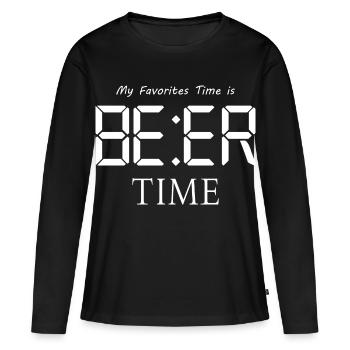 My favorite time is beer time - Women's Premium Organic Long Sleeve Shirt - black - Front - Julia (174cm)