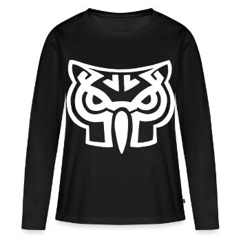 White owl head - Women's Premium Organic Long Sleeve Shirt - black - Front - Julia (174cm)