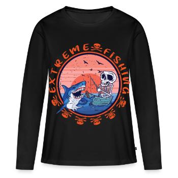 Hai Angeln Extrem - Frauen Premium Bio Langarmshirt - Schwarz - Vorne - Julia (174cm)
