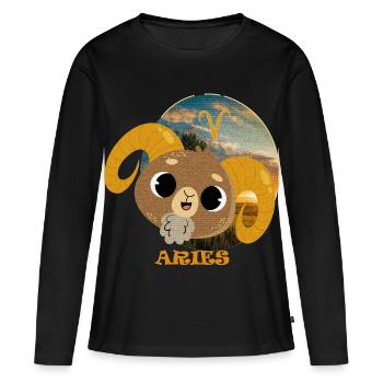 Sternzeichen WIDDER - Frauen Premium Bio Langarmshirt - Schwarz - Vorne - Julia (174cm)