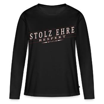 Stolz, Ehre, Respekt - Frauen Premium Bio Langarmshirt - Schwarz - Vorne - Julia (174cm)