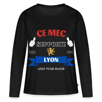 Ce mec supporte Lyon - T-shirt manches longues Premium bio Femme - noir - Devant - Julia (174cm)