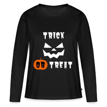 Halloween Trick or Treat - T-shirt manches longues Premium bio Femme - noir - Devant - Julia (174cm)
