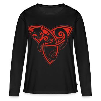 Keltische Katze in Ruhe (rot) - Frauen Premium Bio Langarmshirt - Schwarz - Vorne - Julia (174cm)