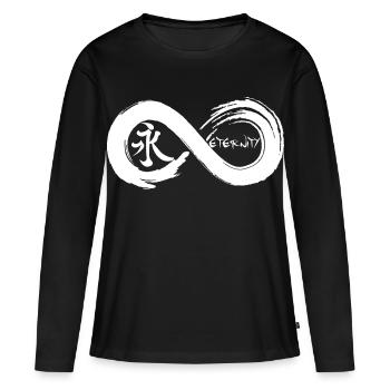 Symbole infini et éternité en japonais (blanc) - T-shirt manches longues Premium bio Femme - noir - Devant - Julia (174cm)