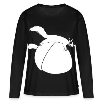 Das Eichhörnchen gegen die Eichel (weiß) - Frauen Premium Bio Langarmshirt - Schwarz - Vorne - Julia (174cm)
