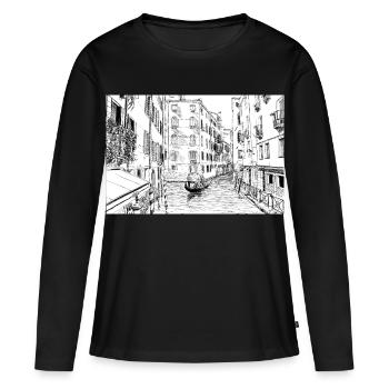 Venise - T-shirt manches longues Premium bio Femme - noir - Devant - Julia (174cm)