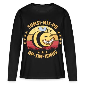 Optimisme ou Sumsi avec les fesses - T-shirt manches longues Premium bio Femme - noir - Devant - Julia (174cm)