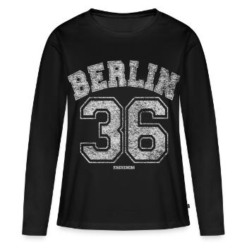 Berlin 36 Kreuzberg - T-shirt manches longues Premium bio Femme - noir - Devant - Julia (174cm)