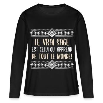 Le vrai sage - T-shirt manches longues Premium bio Femme - noir - Devant - Julia (174cm)