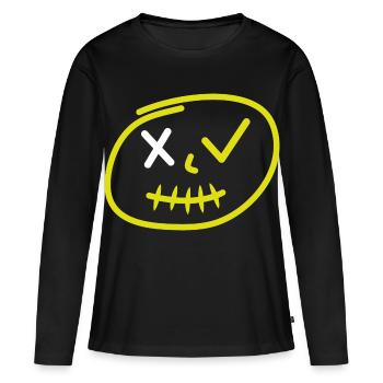 Visage de tendance - T-shirt manches longues Premium bio Femme - noir - Devant - Julia (174cm)