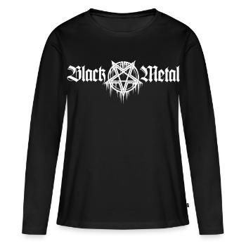 Black Metal | Avec pentagramme - T-shirt manches longues Premium bio Femme - noir - Devant - Julia (174cm)