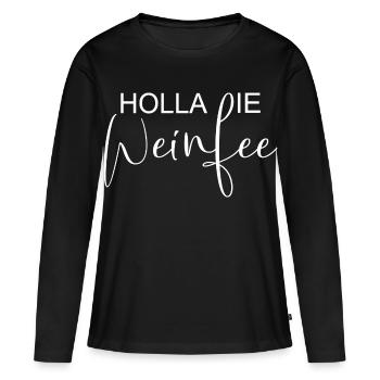 Weißwein Rotwein JGA Vino Wein - Holla die Weinfee - Frauen Premium Bio Langarmshirt - Schwarz - Vorne - Julia (174cm)