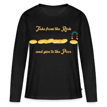 Prenez-le aux riches et donnez-le aux pauvres - T-shirt manches longues Premium bio Femme - noir - Devant - Julia (174cm)