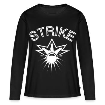 bowling, fan de bowling, strike - T-shirt manches longues Premium bio Femme - noir - Devant - Julia (174cm)