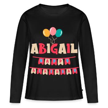 t-shirt Abigail joyeux anniversaire joyeux anniversaire - T-shirt manches longues Premium bio Femme - noir - Devant - Julia (174cm)