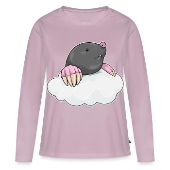 Nuages de taupes - T-shirt manches longues Premium bio Femme - rose poudré - Devant - Julia (174cm)
