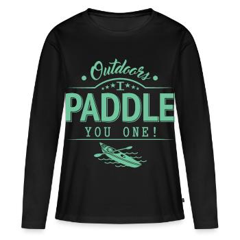 Dehors, je vais pagayer un pour toi - T-shirt manches longues Premium bio Femme - noir - Devant - Julia (174cm)