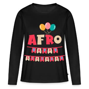 T-shirt afro joyeux anniversaire joyeux anniversaire - T-shirt manches longues Premium bio Femme - noir - Devant - Julia (174cm)