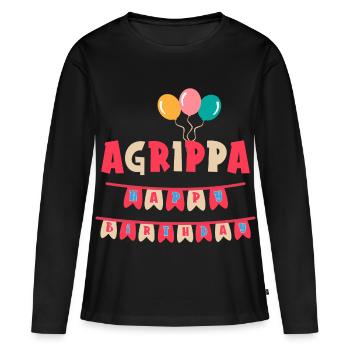 Agrippa t-shirt joyeux anniversaire joyeux anniversaire - T-shirt manches longues Premium bio Femme - noir - Devant - Julia (174cm)