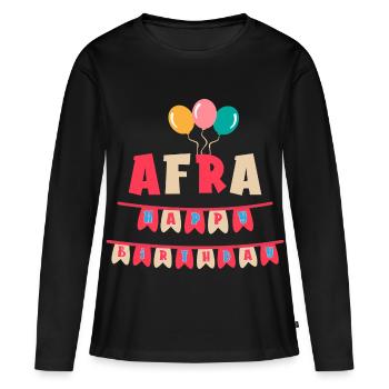 T-shirt Afra joyeux anniversaire joyeux anniversaire - T-shirt manches longues Premium bio Femme - noir - Devant - Julia (174cm)