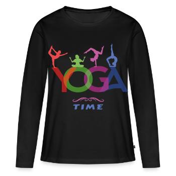 YOGA Time - The time of yoga - Women's Premium Organic Long Sleeve Shirt - black - Front - Julia (174cm)