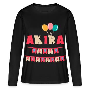 Akira t-shirt joyeux anniversaire joyeux anniversaire - T-shirt manches longues Premium bio Femme - noir - Devant - Julia (174cm)