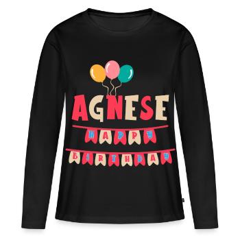 T-shirt Agnese joyeux anniversaire joyeux anniversaire - T-shirt manches longues Premium bio Femme - noir - Devant - Julia (174cm)