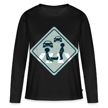 Climate activist road gluing - Women's Premium Organic Long Sleeve Shirt - black - Front - Julia (174cm)