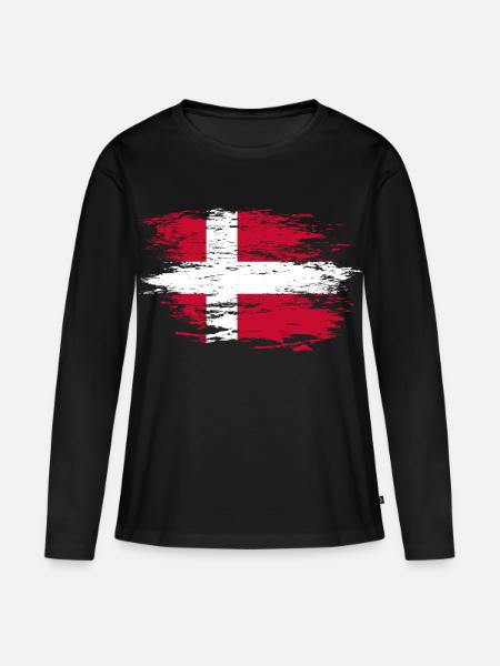 Dänemark Flagge used - Premium økologisk langærmet T-shirt til kvinder - sort