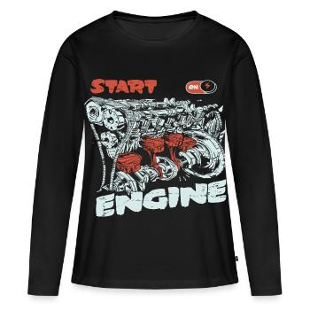 Starte den Motor - Frauen Premium Bio Langarmshirt - Schwarz - Vorne - Julia (174cm)