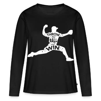 Baseball Slogan - T-shirt manches longues Premium bio Femme - noir - Devant - Julia (174cm)