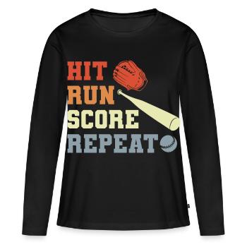 Baseball Slogan - T-shirt manches longues Premium bio Femme - noir - Devant - Julia (174cm)