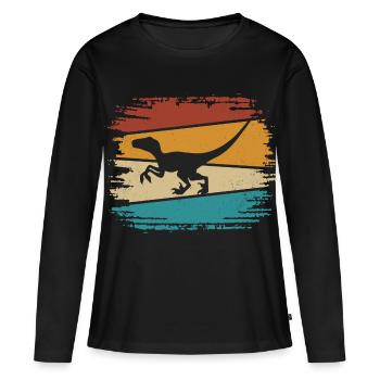 Velociraptor Dino Dinosaures - T-shirt manches longues Premium bio Femme - noir - Devant - Julia (174cm)