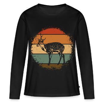 Chevreuil - T-shirt manches longues Premium bio Femme - noir - Devant - Julia (174cm)