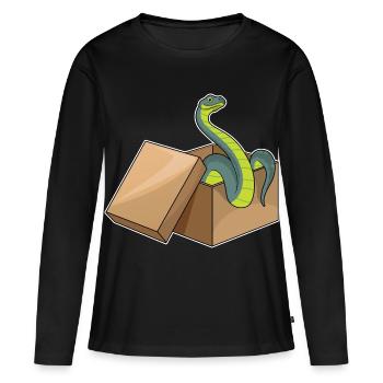 Schlange Karton - Frauen Premium Bio Langarmshirt - Schwarz - Vorne - Julia (174cm)