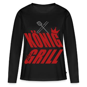König am Grill Grillbesteck - Frauen Premium Bio Langarmshirt - Schwarz - Vorne - Julia (174cm)