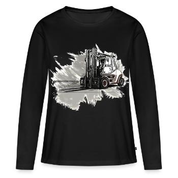 Chariot élévateur - T-shirt manches longues Premium bio Femme - noir - Devant - Julia (174cm)