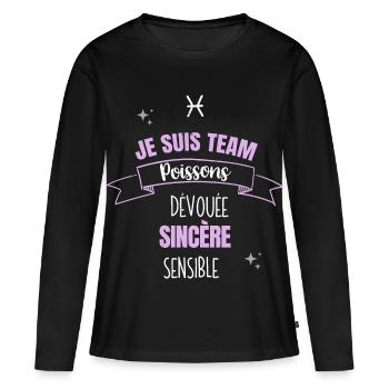 Team poissons cadeau femme fille poissons signe - T-shirt manches longues Premium bio Femme - noir - Devant - Julia (174cm)