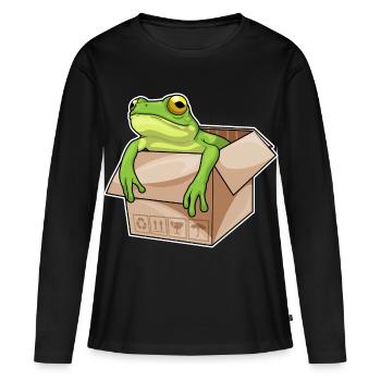 Frosch Karton - Frauen Premium Bio Langarmshirt - Schwarz - Vorne - Julia (174cm)
