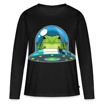 Frog Spaceship Space - T-shirt manches longues Premium bio Femme - noir - Devant - Julia (174cm)