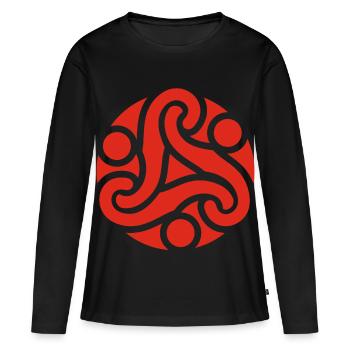 Symbole celtique de protection (rouge) - T-shirt manches longues Premium bio Femme - noir - Devant - Julia (174cm)