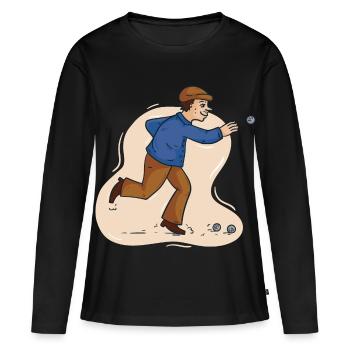 Boules boules boules pour boule pétanque boule - T-shirt manches longues Premium bio Femme - noir - Devant - Julia (174cm)