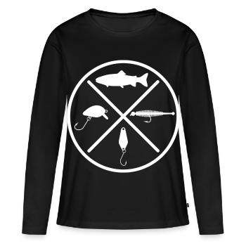 Leurres de truite - T-shirt manches longues Premium bio Femme - noir - Devant - Julia (174cm)