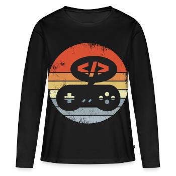 Concepteur de jeu - T-shirt manches longues Premium bio Femme - noir - Devant - Julia (174cm)