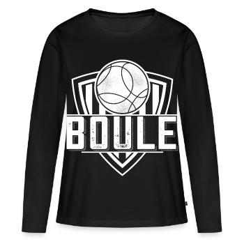 Boule boule boules pour bouler pétanque - T-shirt manches longues Premium bio Femme - noir - Devant - Julia (174cm)