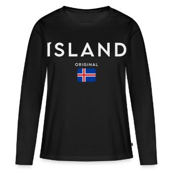 Flagge von Island, Isländischer Stolz - Frauen Premium Bio Langarmshirt - Schwarz - Vorne - Julia (174cm)